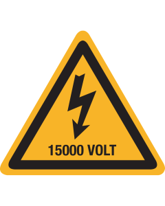 Bord met pictogram / spanningsaanduiding "Waarschuwing 15000 volt" - ISO 7010 - W012