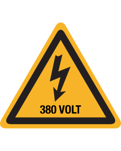 Bord met pictogram / spanningsaanduiding "Waarschuwing 380 volt" - ISO 7010 - W012