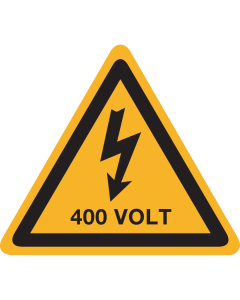 Bord met pictogram / spanningsaanduiding "Waarschuwing 400 volt" - ISO 7010 - W012
