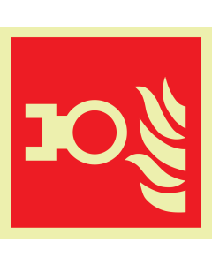 Fotoluminescerend bord met pictogram van een aansluitpunt droge blusleiding NEN 3011