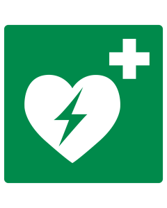 Bord met pictogram AED volgens ISO 7010