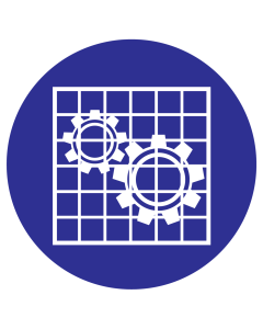 Blauw bord met pictogram om aan te duiden dat afschermen verplicht is - ISO7010 - M027