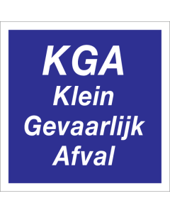 Blauw bord met tekst voor het afval scheiden van KGA