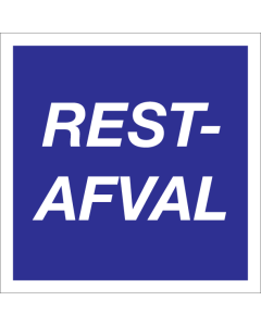 Blauw bord met tekst voor het scheiden van restafval