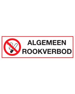 Bord met pictogram en tekst algemeen rookverbod