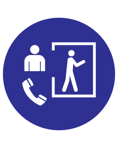 Blauw bord met pictogram om aan te duiden dat het betreden van de ruimte verplicht is onder toezicht - ISO7010 - M058