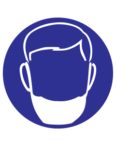 Blauw bord met pictogram om aan te duiden dat een baardnet verplicht is