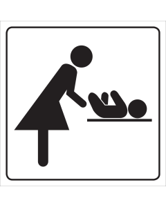 Wit bord met pictogram voor het aanduiden van een verschoningsruimte