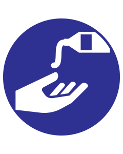 Blauw bord met pictogram gebruik van beschermende creme verplicht - ISO7010 - M022