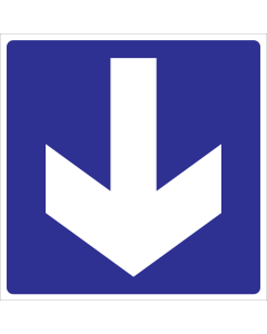 Blauw bord met pictogram pijl voor het aanduiden van de richting