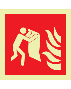 Fotoluminescerend bord met pictogram van een blusdeken volgens ISO 7010