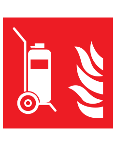 Bord met pictogram van een bluswagen met vlam