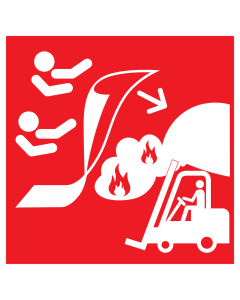 Bord met pictogram van een blusdeken met vlamvoor de heftruck 