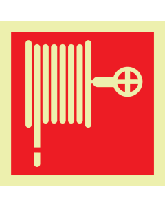 Fotoluminescerend bord met pictogram van een brandslanghaspel