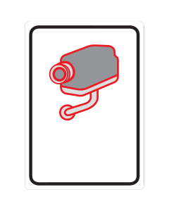 Bord met pictogram voor het aanduiden van camerabewaking volgens wet 21-03-07