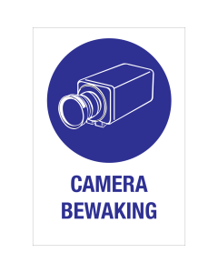 Bordje met pictogram en tekst voor aanduiden camerabewaking