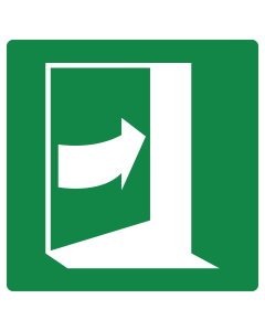 Bord met pictogram nooduitgang duwen rechterkant ISO 7010