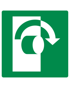Bord met pictogram draaiknop draairichting rechts ISO 7010