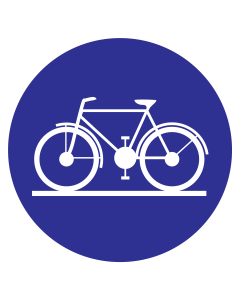 Blauw bord met pictogram om aan te duiden dat fietsers toegestaan zijn