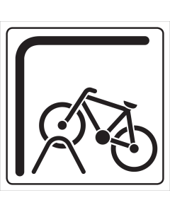 Wit bord met pictogram voor het aanduiden van een fietsenstalling