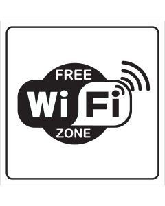 Wit bord met pictogram voor het aanduiden van een gratis wifi zone