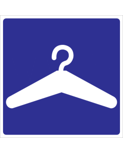 Blauw bord met pictogram voor het aanduiden van een garderobe