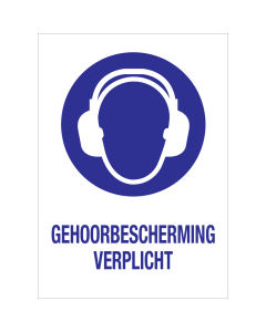 Bord met pictogram en tekst om aan te duiden dat het dragen van gehoorbescherming verplicht is - ISO7010 - M003