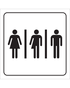Bord met pictogram Dames, Heren en Genderneutraal