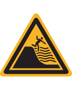 Bord met pictogram "Waarschuwing Sterk Aflopend Strand" - ISO 7010 - W066