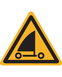 Bord met pictogram "Waarschuwing Beachsurfen, Strandsurfen of Strandzeilen" - ISO7010 - W059