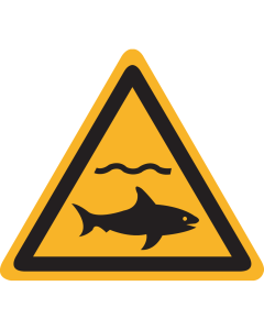 Bord met pictogram "waarschuwing haaien" - ISO 7010 - W054