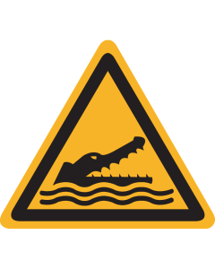 Bord met pictogram "Waarschuwing Krokodillen, Alligators en Kaaimannen" - ISO 7010 - W067