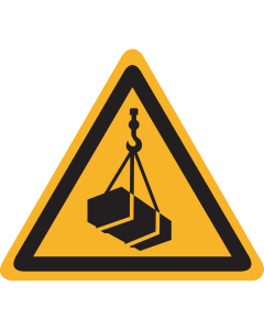 Bord met pictogram Gevaar voor hangende last - ISO 7010 - W015