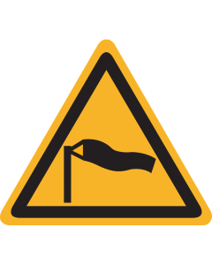 Bord met pictogram "Waarschuwing Harde Wind" - ISO 7010 - W064