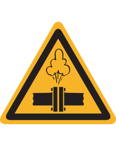 Bord met pictogram gevaar voor hete stoom