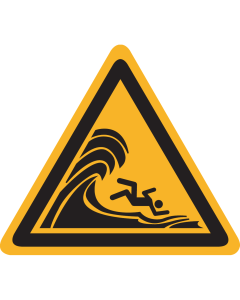 Bord met pictogram "Gevaar voor hoge golven" - ISO 7010 - W065