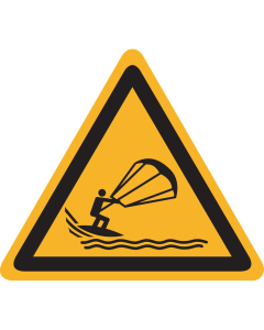 Bord met pictogram "Waarschuwing Kitesurfen" - ISO 7010 - W062