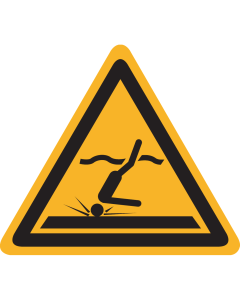 Bord met pictogram "Gevaar voor ondiep water" - ISO 7010 - W048