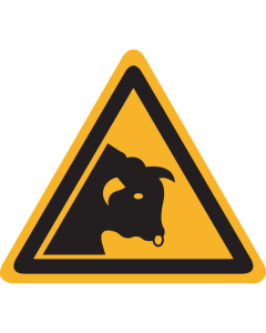 Bord met pictogram "Gevaar voor Stier" - ISO 7010 - W034