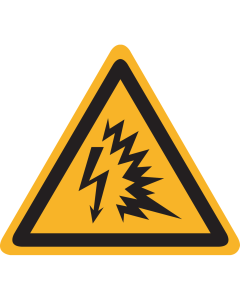 Bord met pictogram "Vlamboog Gevaar" - ISO 7010 - W042