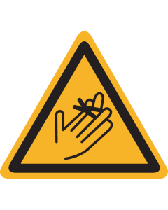 Bord met pictogram "Waarschuwing gevaar voor handen - vingers"