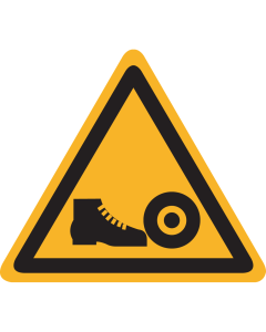 Bord met pictogram gevaar voor voeten