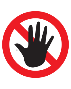 Bord met pictogram handen verboden
