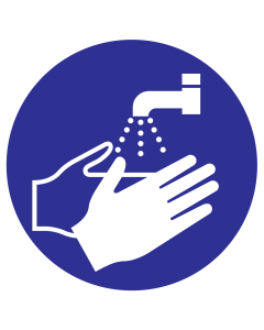 Blauw bord met pictogram om aan te duiden dat handen wassen verplicht is - ISO7010 - M011