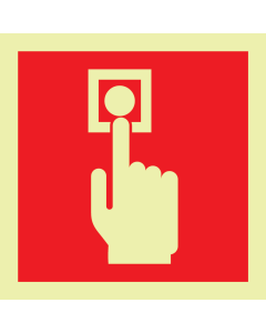 Fotoluminescerend bord met pictogram van een handbrandmelder