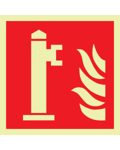 Fotoluminescerend bord met pictogram van een brandkraan / hydrant
