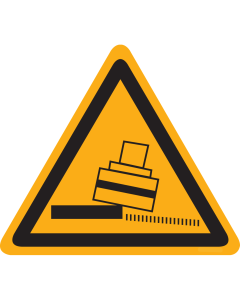 Bord met pictogram kantelgevaar