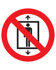 Bord met pictogram lift verboden voor personen
