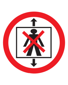 Bord met pictogram personen in de lift verboden 