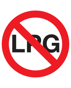 Bord met pictogram LPG verboden
